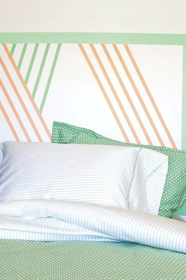 idée diy bricolage à faire soi-même chambre adulte facile pas cher masking tape vert et orange idée diy bricolage à faire soi-même chambre adulte facile pas cher masking tape vert et orange