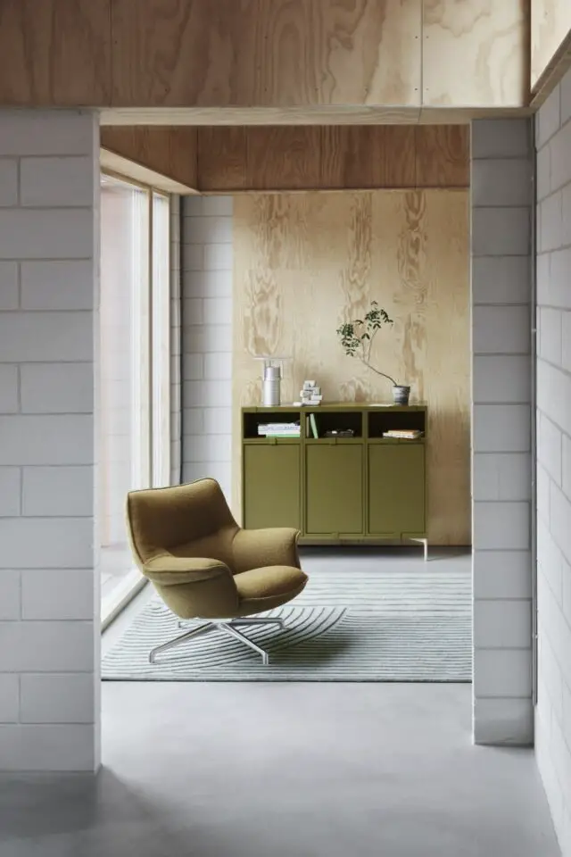 Buffet modulable design bois vert kaki salon pièce de vie pratique 