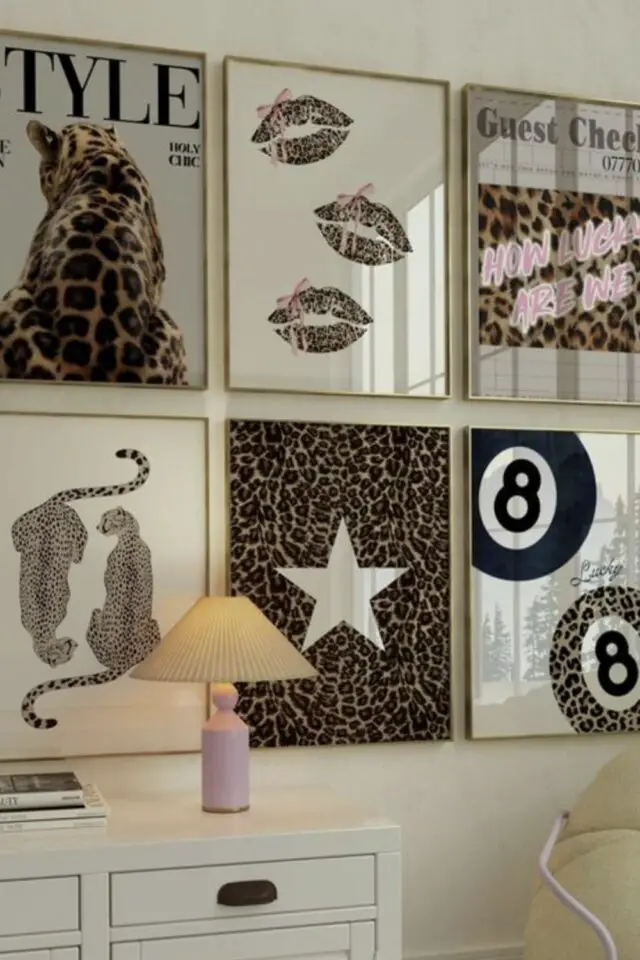 couleur chambre ado décoration murale affiche encadrées blanche léopard touche de noir couleur chambre ado décoration murale affiche encadrées blanche léopard touche de noir