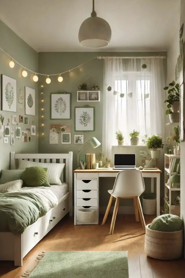 couleur chambre ado nature aesthetic mur vert suage meubles blanc affiches murale simple nature couleur chambre ado nature aesthetic mur vert suage meubles blanc affiches murale simple nature