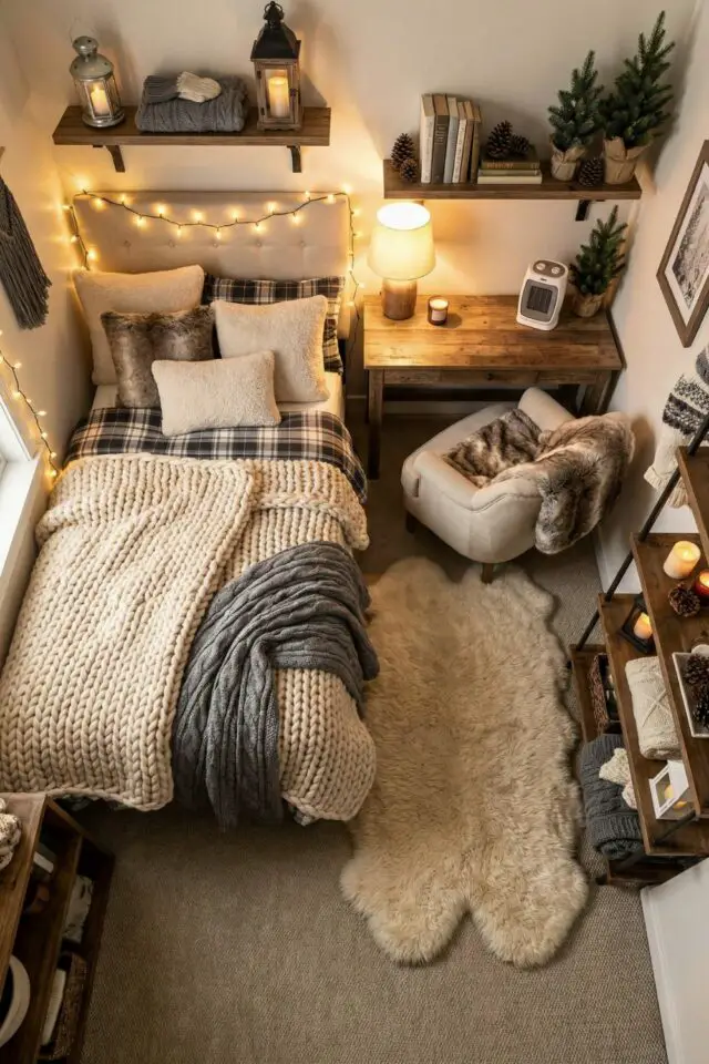 déco de chambre de A à Z conseils petit espace cosy hygge hiver parure de lit en flanelle ambiance douce 