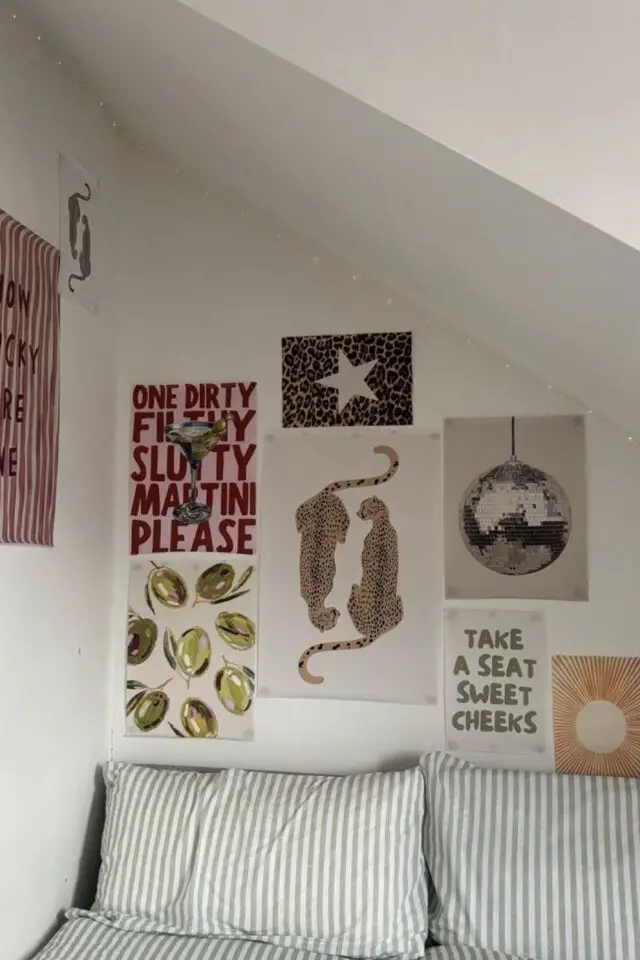 décoration murale chambre parentale simple petit espace affiche patchwork moderne 