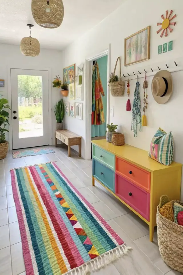 dopamine décor exemple entrée couloir touche de couleur buffet relooké tapis dopamine décor exemple entrée couloir touche de couleur buffet relooké tapis