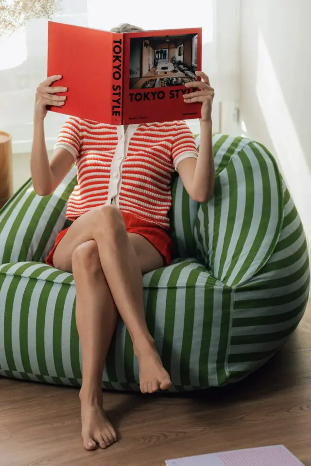 Pouf Ziggy tissu rayé / Pouf