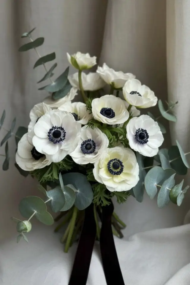 fleur février Saint Valentin bouquet d'anémones blanches idées romantique 