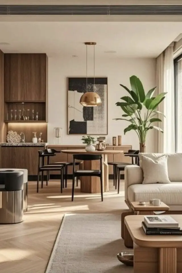 salle à manger gain de place espace ouvert salon et cuisine table 6 personnes 