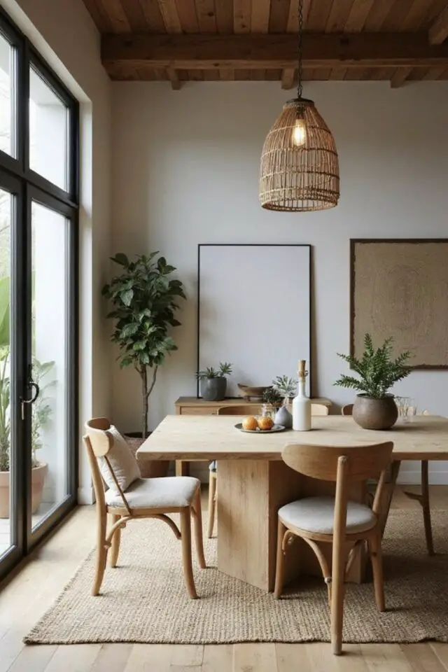 gain de place salle à manger moderne table en bois décoration épurée 