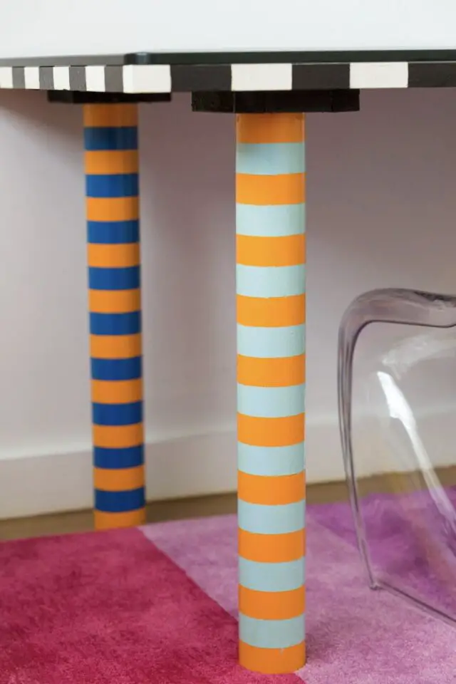relooking salle à manger exemple original coloré et moderne rayure orange et bleu relooking salle à manger exemple original coloré et moderne rayure orange et bleu