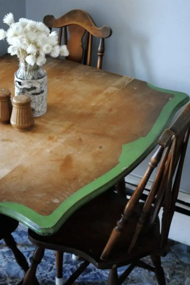 relooking salle à manger exemple chic et élégant modèle en bois peinture liseré coloré relooking salle à manger exemple chic et élégant modèle en bois peinture liseré coloré