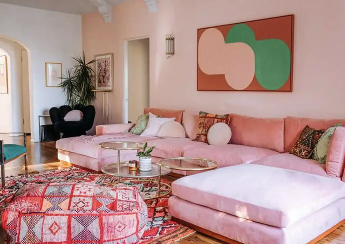 camaïeu de rose décoration intérieur moderne idée association de couleurs