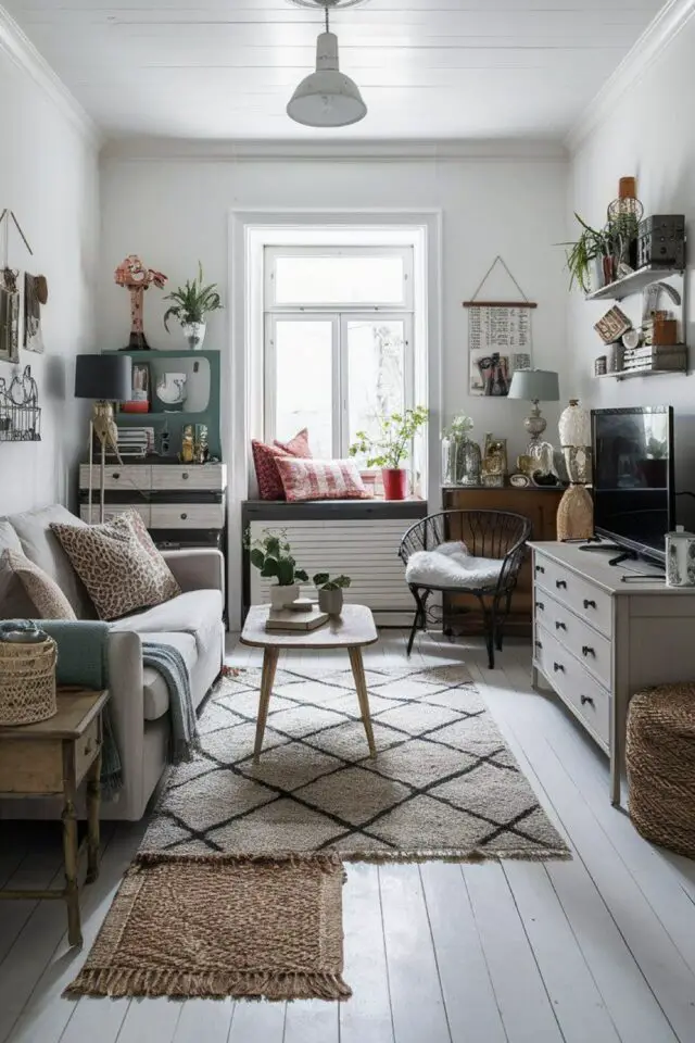 déco salon appartement moderne en location studio étudiant canapé petit meuble TV commode tapis simple espace lumineux tout en longueur déco salon appartement moderne en location studio étudiant canapé petit meuble TV commode tapis simple espace lumineux tout en longueur