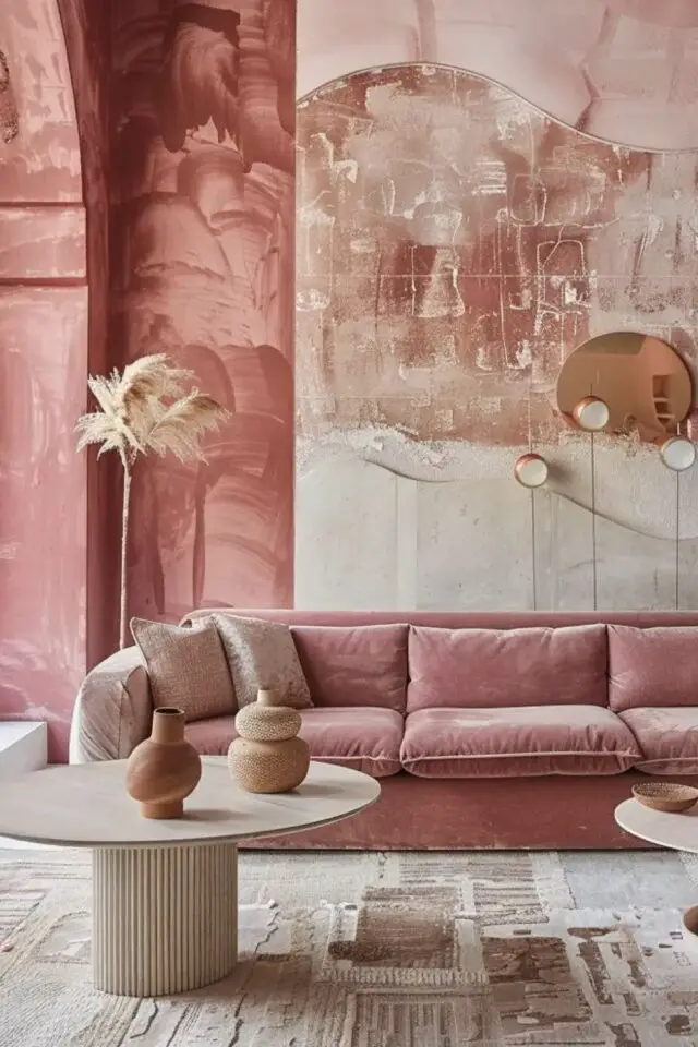 décor camaïeux rose salon séjour trashwall coloré touche marron tapis canapé couleur velours décor camaïeux rose salon séjour trashwall coloré touche marron tapis canapé couleur velours