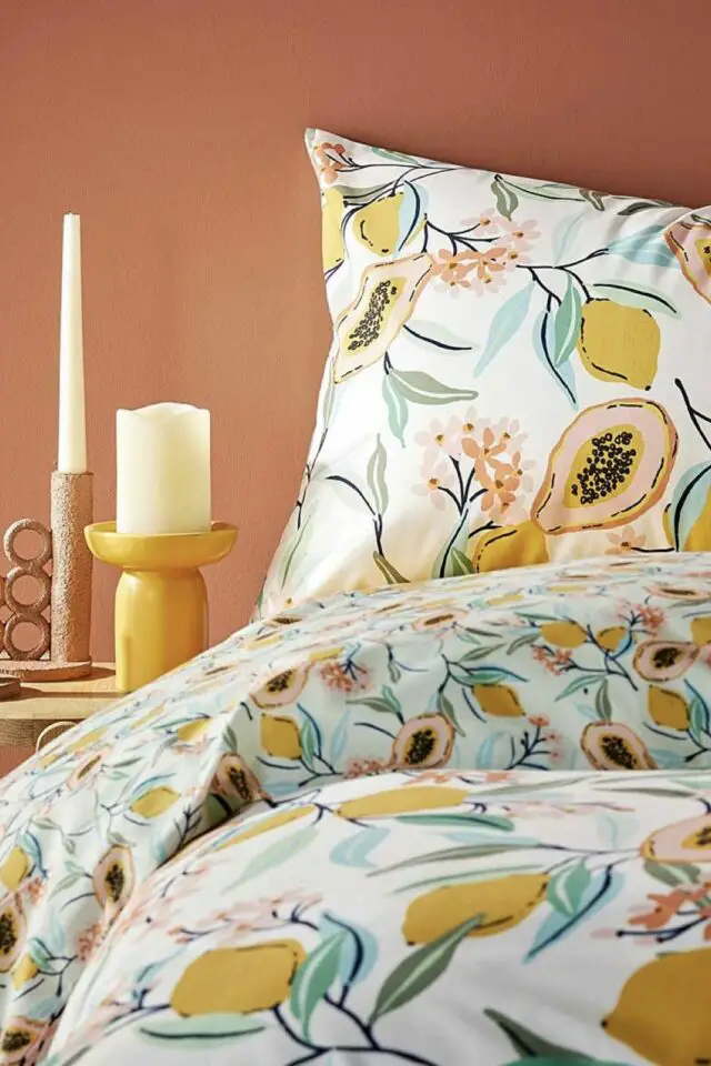 décoration intérieure fleur linge de lit moderne motif printemps couleur tendance fraîche 