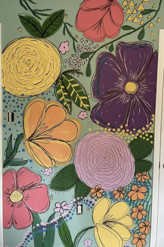 décoration intérieure fleur déco murale fresque peinture idée à copier 