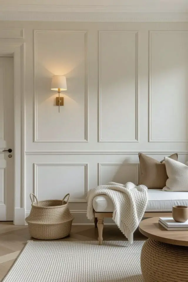décorer et habiller un mur blanc moulure fine élégante peinte en ton sur ton apporter du rythme au mur décorer et habiller un mur blanc moulure fine élégante peinte en ton sur ton apporter du rythme au mur