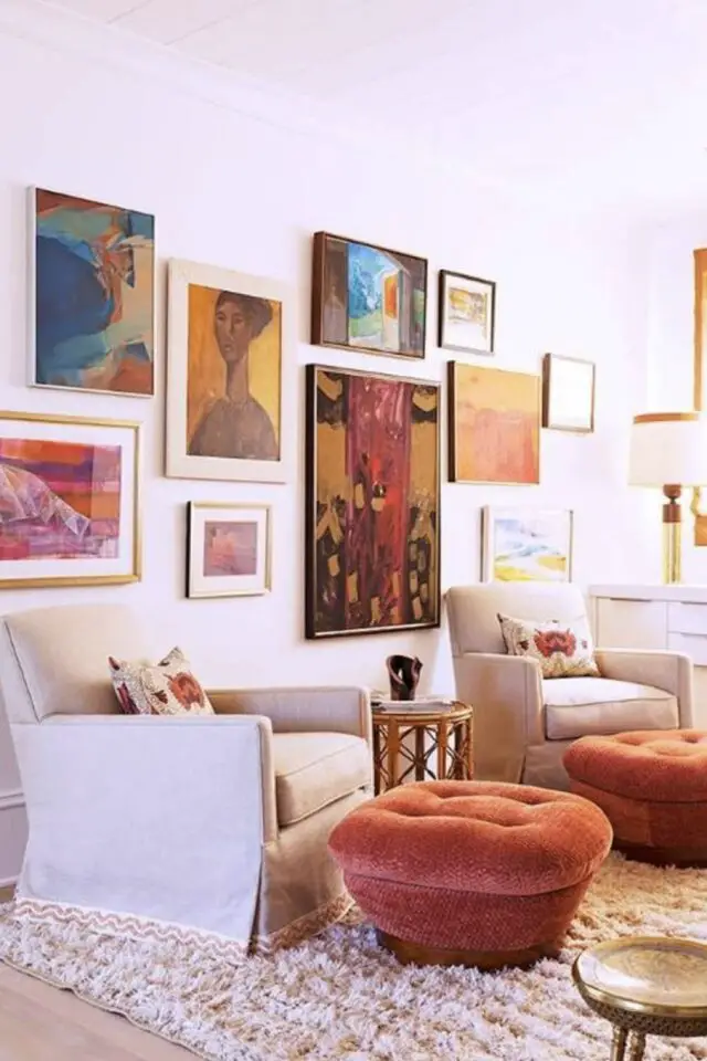 galerie de cadres reproduction oeuvres d'art décoration mur salon moderne 