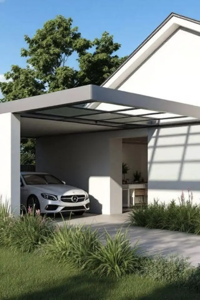 exemple carport sans pied prolongement construction préau élégant moderne 