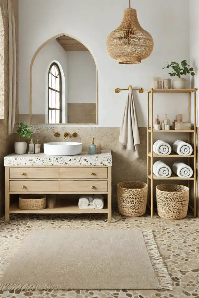 idée facile changer tapis de bain home staging salle de bain modèle neutre et moderne ambiance chaleureuse 