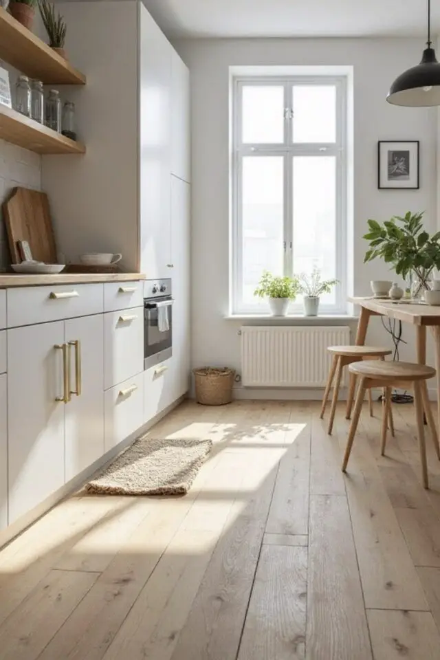 rénovation cuisine relooking sol carrelage pose parquet flottant 