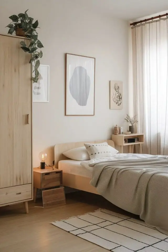 ambiance slow minimale et désencombrée chambre adulte 