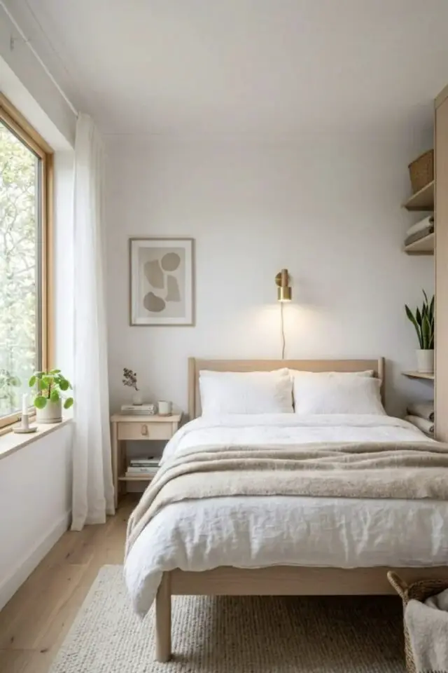 décoration chambre adulte moderne chaleureuse lumineuse désencombrée 