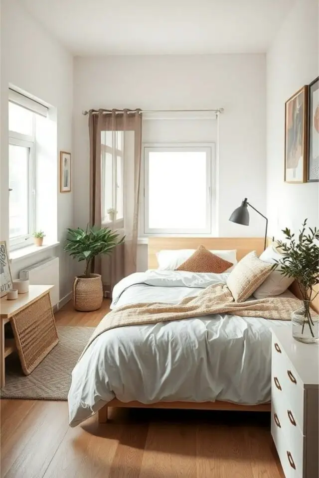 petite chambre adulte gain de place mettre lit contre le mur 