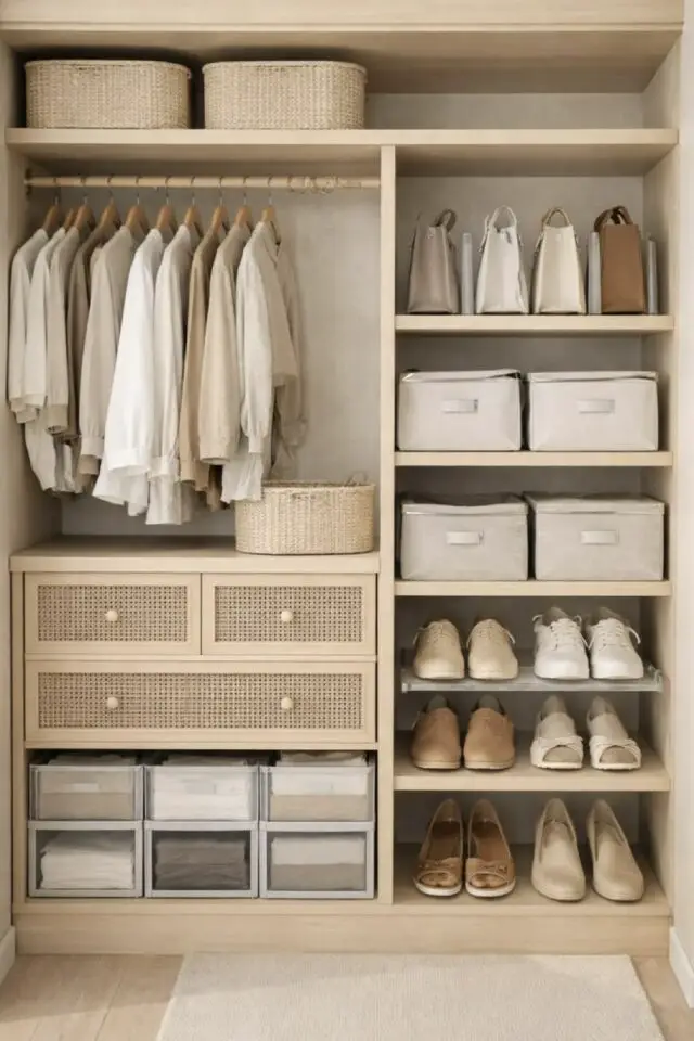 petit dressing pour gagner de la place dans la chambre aménager espace renfoncement 