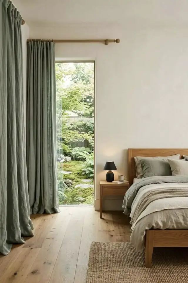 astuce chambre adulte home staging pas cher rideaux neutres et chaleureux lit en bois tapis jonc de mer ambiance moderne astuce chambre adulte home staging pas cher rideaux neutres et chaleureux lit en bois tapis jonc de mer ambiance moderne