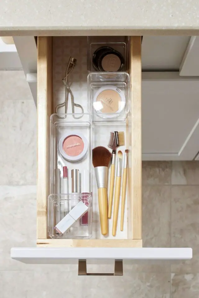 Rangement maquillage tiroir et organisation salle de bain maquillage organisateur de tiroir transparent pratique et fonctionnel 