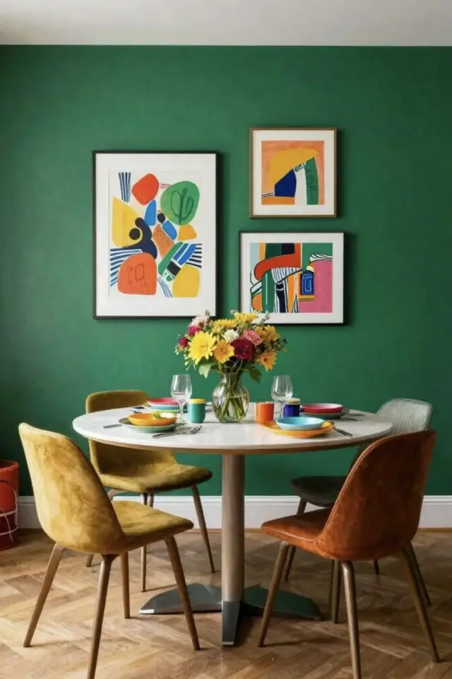 petit coin repas table ronde pied central chaise en velours couleurs organiques petit coin repas table ronde pied central chaise en velours couleurs organiques
