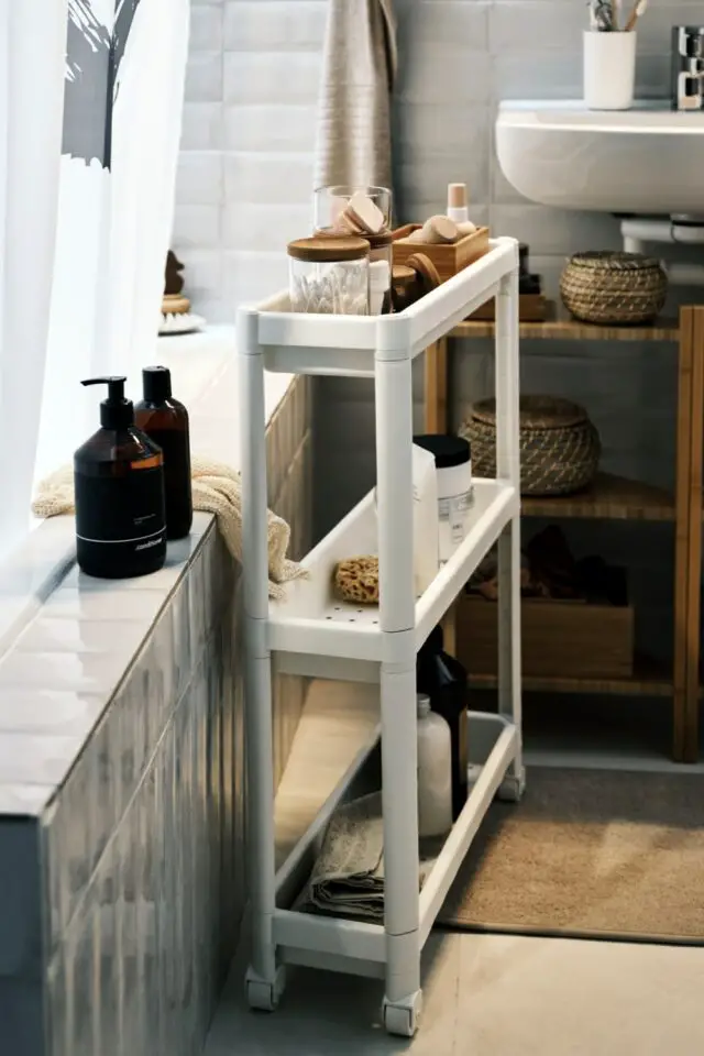 optimiser espace petite salle de bain desserte fine et compacte pas cher IKEA 