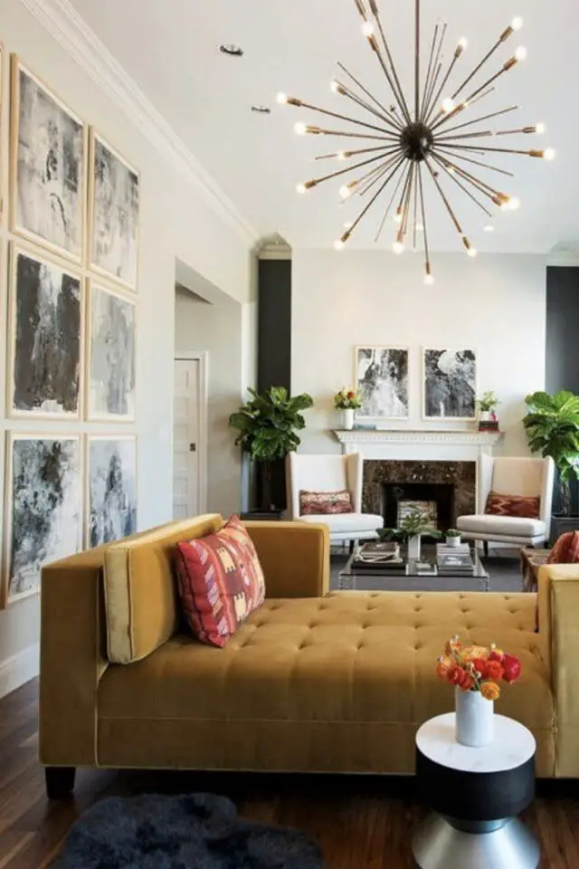 réussir éclairage grand salon choix lustre au plafond 