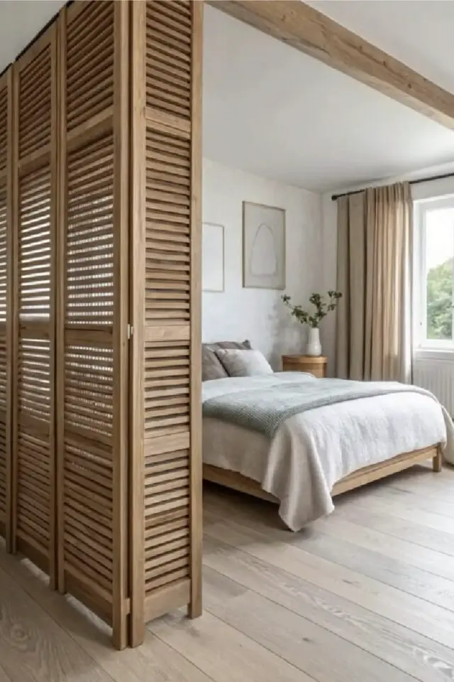 claustra bois effet volet pour structure l'espace chambre à coucher ambiance chaleureuse claustra bois effet volet pour structure l'espace chambre à coucher ambiance chaleureuse