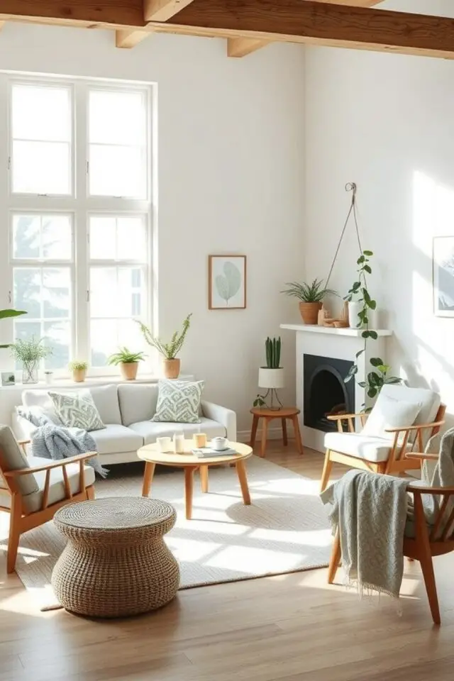 décoration de salon épurée style scandinave palette de couleurs neutres tapis beige blanc meuble en bois ambiance simple décoration de salon épurée style scandinave palette de couleurs neutres tapis beige blanc meuble en bois ambiance simple