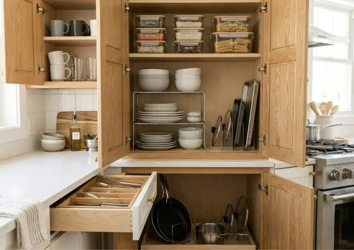 10 astuces pour ranger et organiser placards de cuisine gain de place meuble