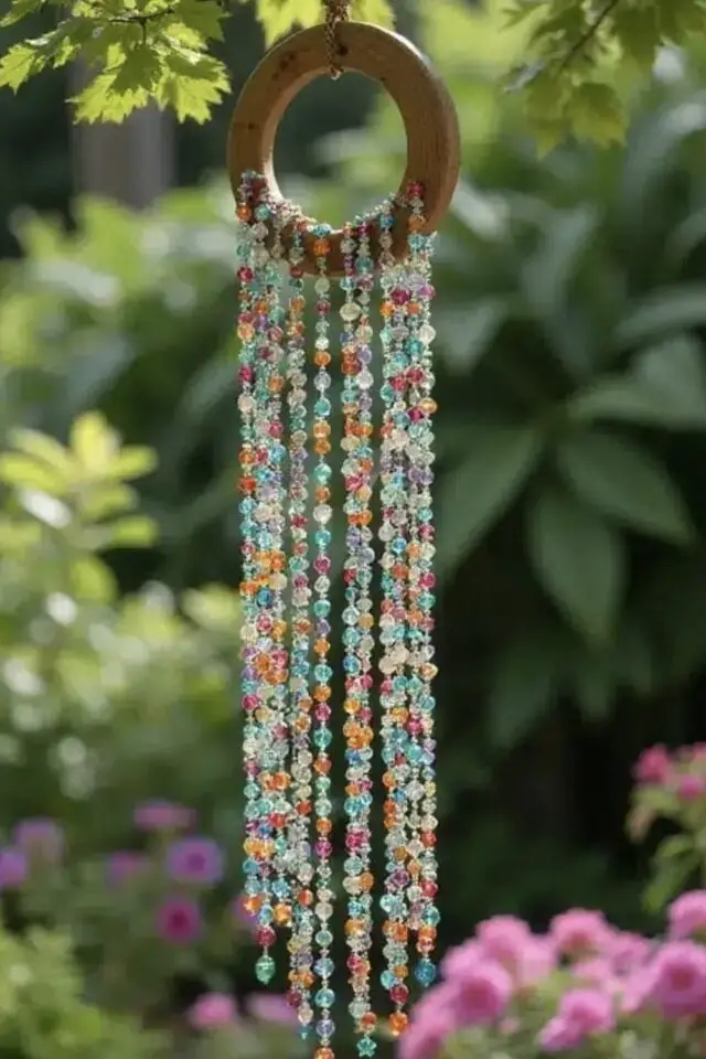 carillon à vent avec perles colorées translucides idées DIY été vacances carillon à vent avec perles colorées translucides idées DIY été vacances