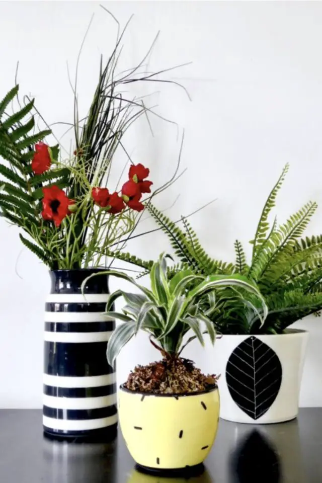 décoration dopamine moderne accessoire décoratif en céramique artisanale déco contemporaine noir blanc jaune vase et cache-pot décoration dopamine moderne accessoire décoratif en céramique artisanale déco contemporaine noir blanc jaune vase et cache-pot