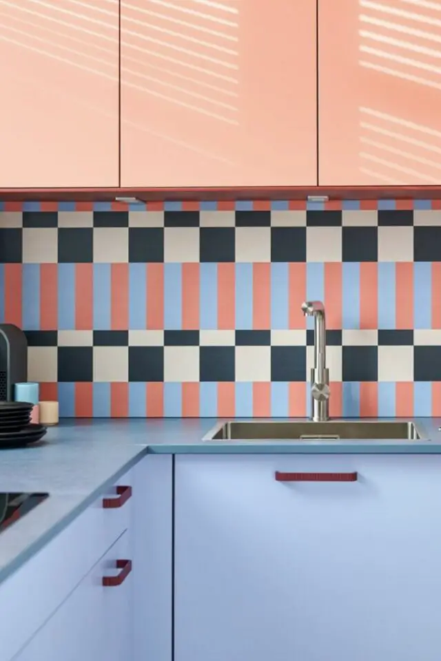 inspiration cuisine décoration moderne et tendance bicolore rose corail et bleu ciel inspiration cuisine décoration moderne et tendance bicolore rose corail et bleu ciel
