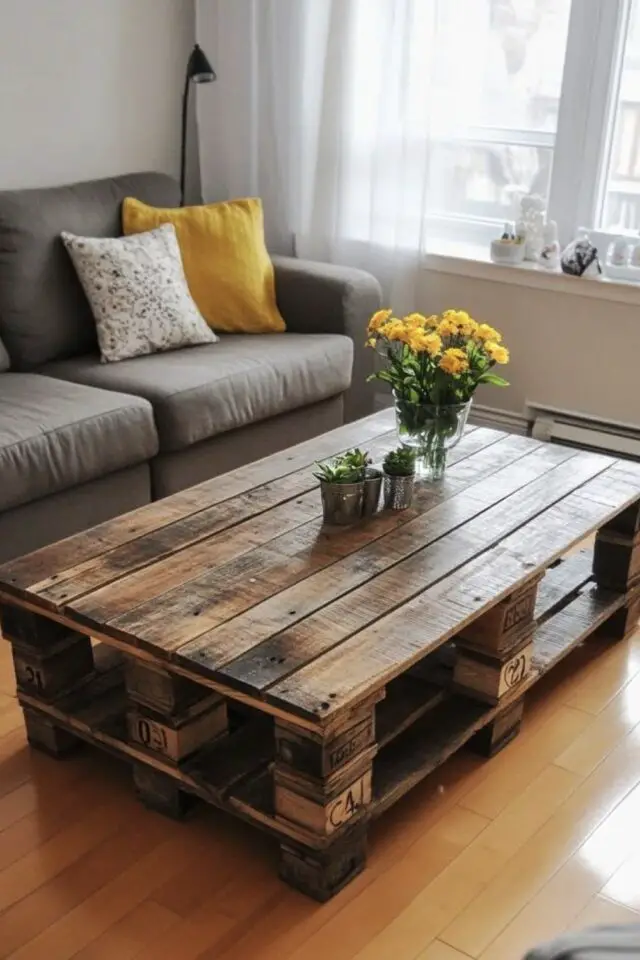 idée déco à faire soi-même table basse en palette récup DIY complet en français avec vidéos et exemples à copier 