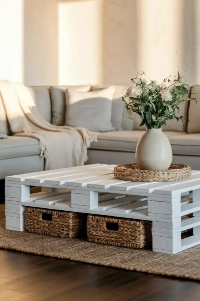 idée facile DIY bricolage à faire soi-même table basse pour le salon peinture et assemblage 
