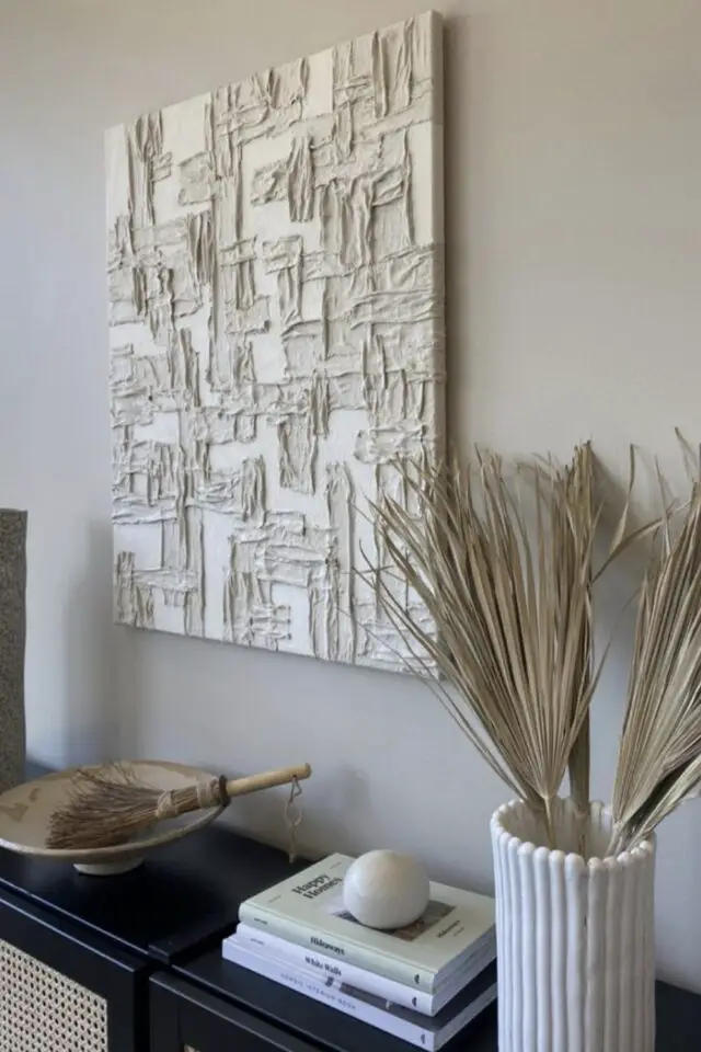 idée déco murale DIY tableau abstrait en relief facile à faire soi-même tuto étape par étape 