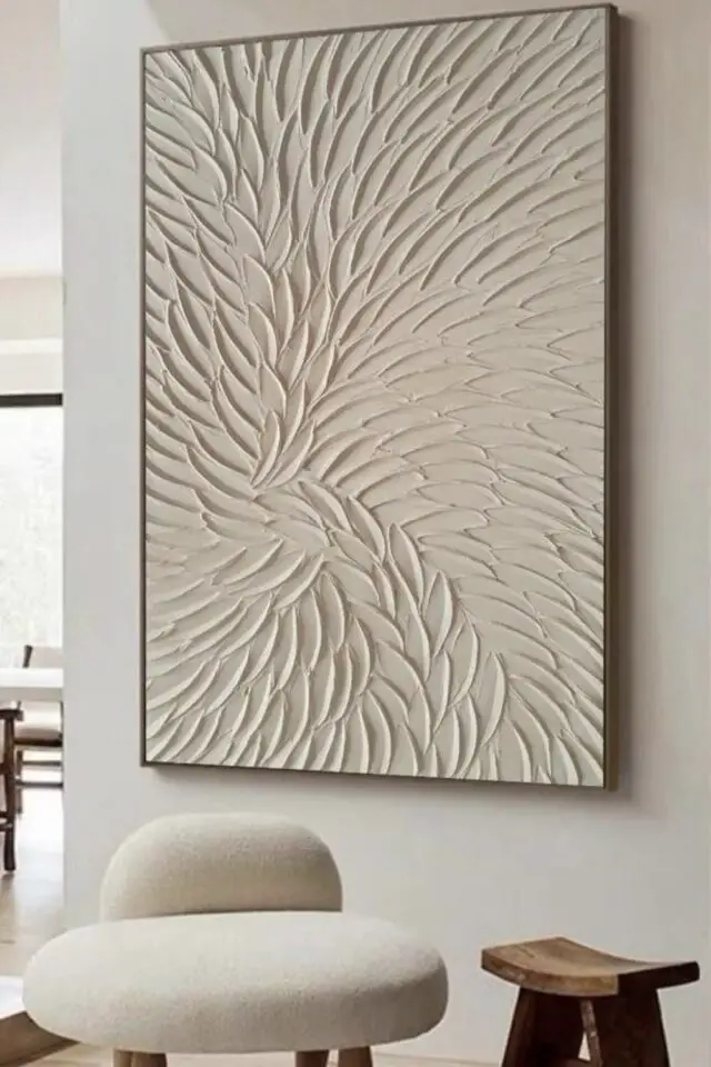 bricolage déco à faire soi-même activité pour adulte tableau texturé avec de l'enduit ou du plâtre effet moderne 