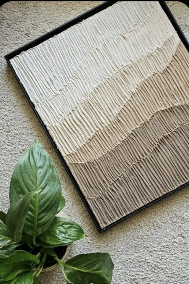 décoration neutre et organique accessoire à faire soi-même toile texture colorée plusieurs nuance de beige et de blanc 