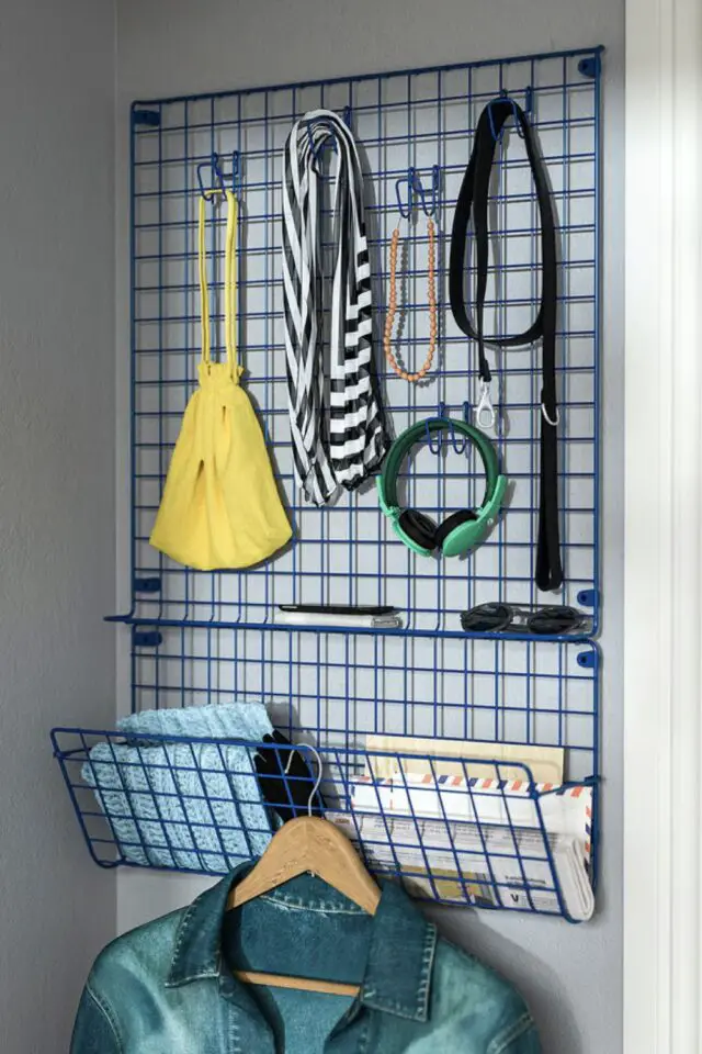 entrée style dopamine décor accessoire rangement IKEA couleur Rangement mural filaire bleu GREJIG entrée style dopamine décor accessoire rangement IKEA couleur Rangement mural filaire bleu GREJIG