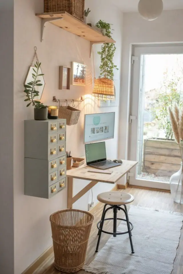 petit bureau mural moderne à domicile en bois avec meuble de rangement d'appoint accroché au mur appartement 