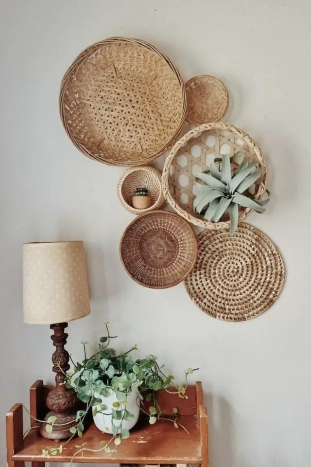 décoration murale DIY relooking panier en fibre naturelle tressées osier rotin bambou peinture décoration murale DIY relooking panier en fibre naturelle tressées osier rotin bambou peinture