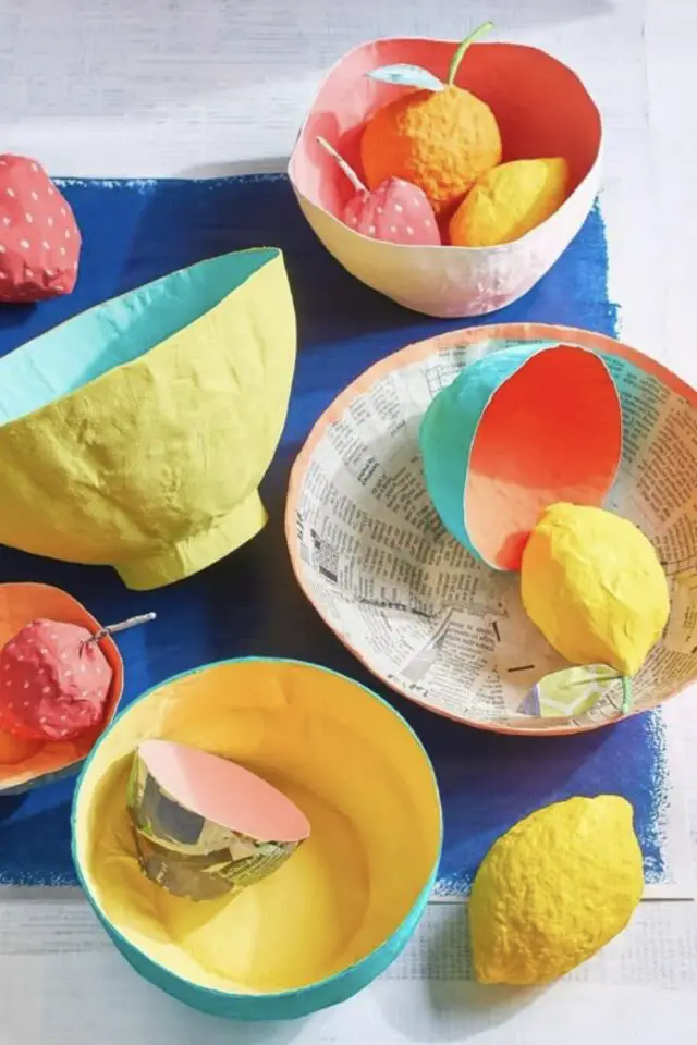 vide-poche en papier mâché coloré idée déco à faire-soi-même DIY et tutoriel vide-poche en papier mâché coloré idée déco à faire-soi-même DIY et tutoriel