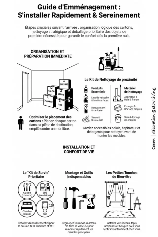Emménagement les essentiels pour se sentir rapidement chez soi guide infographie 