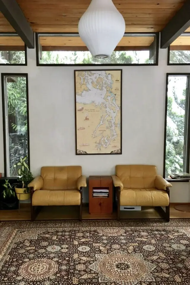 maison mid century modern architecture fenêtre horizontale haut du mur salon lumière naturelle maison mid century modern architecture fenêtre horizontale haut du mur salon lumière naturelle