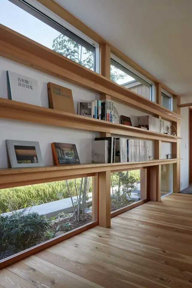 bibliothèque à domicile maison architecture fenêtre à claire-voie horizontale bibliothèque à domicile maison architecture fenêtre à claire-voie horizontale